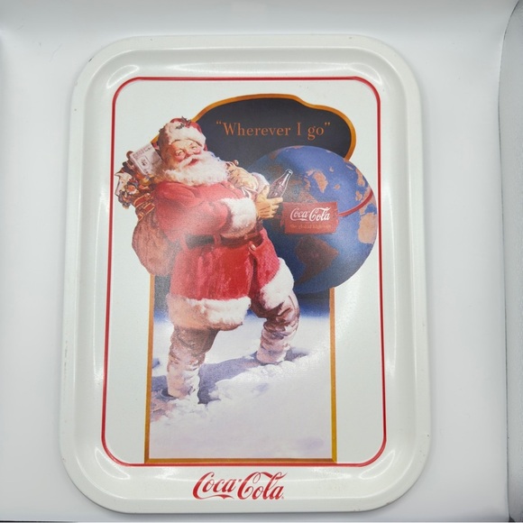Coca-Cola Tray “Wherever I Go” | 1990 Repro of 1943 Santa | Sundblom Art | Vtg - Picture 1 of 11
